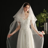 Bride simple double-layer long tailing veil