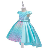New Children's Dress Flying Sleeves Tuxedo Pompous Skirt Bow Forged Fabric Girl's Dress Princess Dress