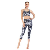 Running printing workout clothes top bra yoga pants