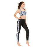 Printed running workout pants skinny yoga clothes bra