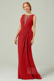 Sheath-Column Floor Length Chiffon Bridesmaid Dress