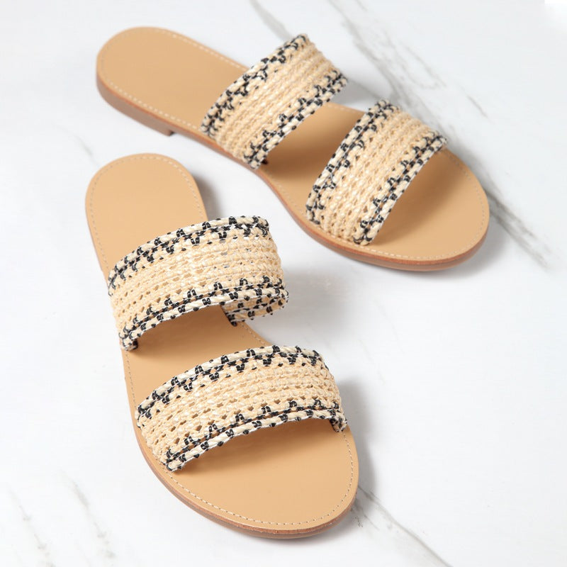 Women's Outdoor slippers fashionable all-match flat slippers summer slippers