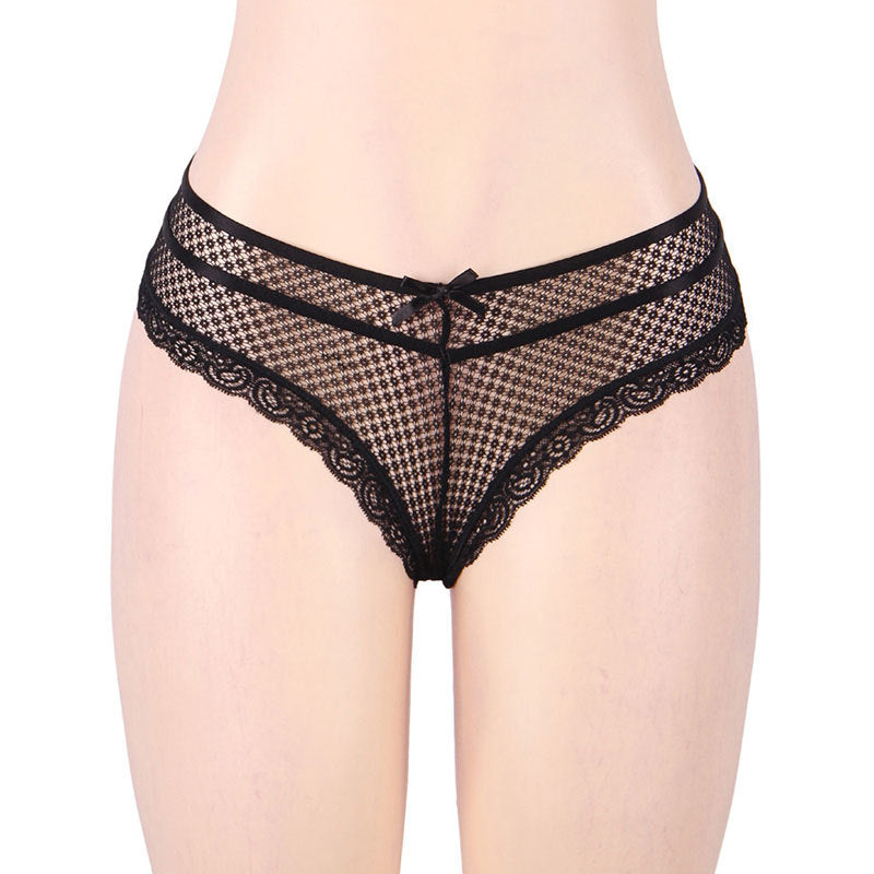 Sexy underwear women's plus size lace hollow out see-through low waist briefs underwear