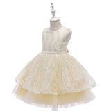 Children's Girls' Beaded Embroidered Gauze Fluffy Wedding Dress Skirt