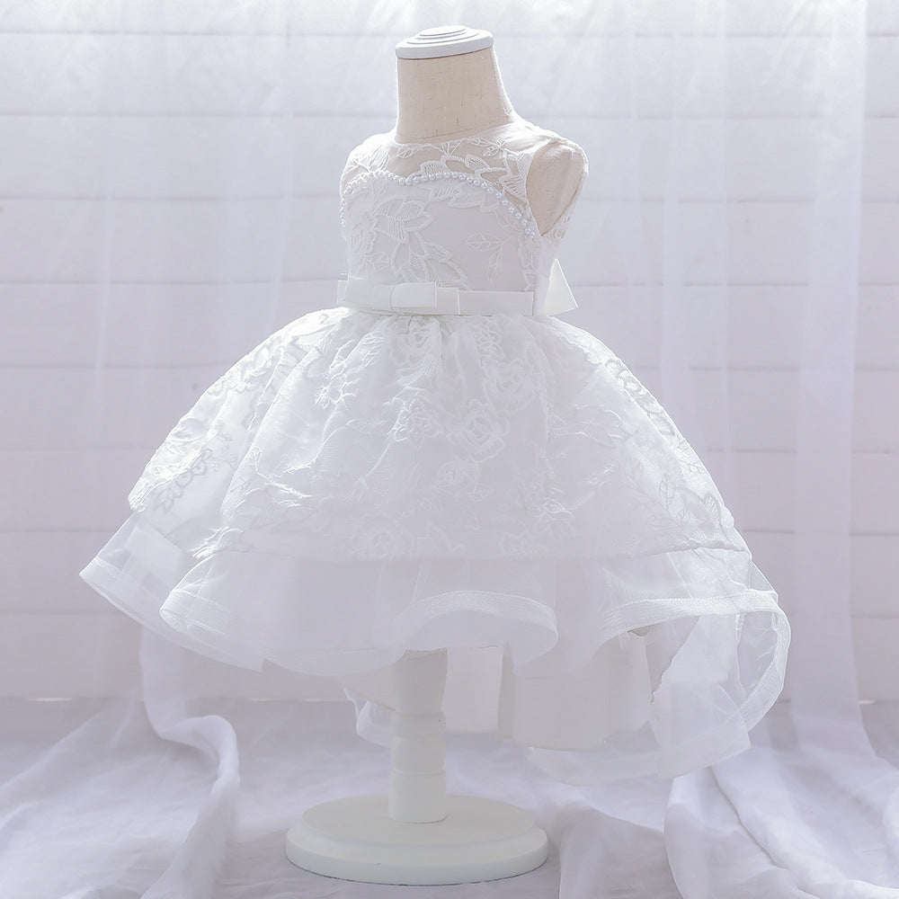 Children And Girls 0-3 years Old Infants And Young Children  Bead Tail Wedding Dress Princess Dress