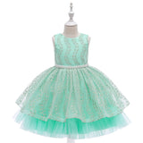 Children's Girls' Beaded Embroidered Gauze Fluffy Wedding Dress Skirt