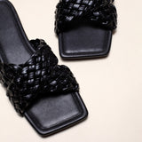 Women's summer fashion flat rattan cross lace-up sandals