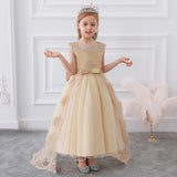New Wedding Dress Long Pompous Princess Skirt Spell Color Lace Bow Drag Host Evening Dress