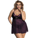 Large size sexy lingerie sexy pajamas women's lace seduction transparent mesh camisole nightdress