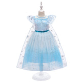 Princess Aisha Short Sleeve Cute Children's Frozen Gauze Dress