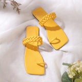 Women's all-matching beach shoes knitted belt flip-flops