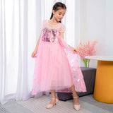 Children's Snow And Ice Legend Sequin Printed Cosplay Performance Dress Princess Skirt