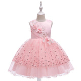 Children's Girls' Sequin Mesh Puffy Skirt Nail Bead Flower Princess Dress