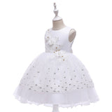 Children's Girls' Sequin Mesh Puffy Skirt Nail Bead Flower Princess Dress