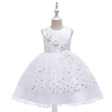 Children's Girls' Sequin Mesh Puffy Skirt Nail Bead Flower Princess Dress