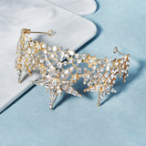 Bright five-pointed star rhinestone bridal tiara