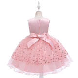 Children's Girls' Sequin Mesh Puffy Skirt Nail Bead Flower Princess Dress