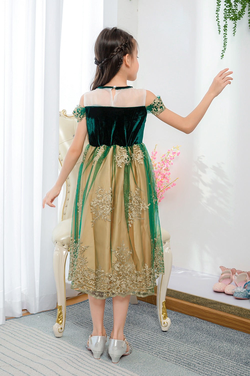 New Frozen Princess Anna Dress Strapless Dress Children's Dress Princess Dress Halloween Dress Show