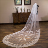 Veil lace long tail rows of flowers