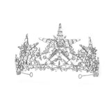 Bright five-pointed star rhinestone bridal tiara