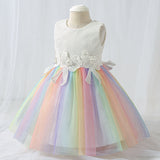 Girls' Birthday Sleeveless Rainbow Dress