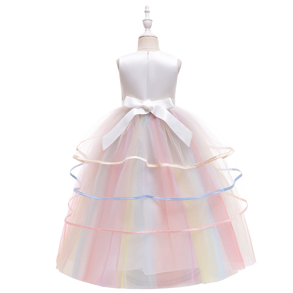 Children's Dress Princess Dress Unicorn Floss Rainbow Dress Children's Show Dress