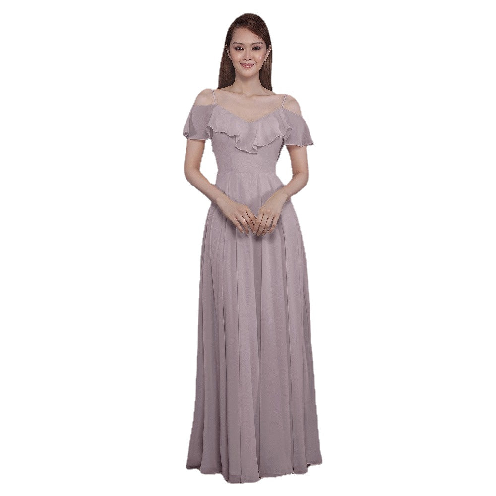 Sheath-Column Floor Length Chiffon Bridesmaid Dress PR3570