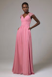 A-Line Floor Length Chiffon Bridesmaid Dress