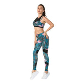 Workout clothes running outfit tights with pockets yoga top