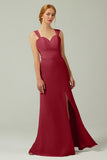 Sheath-Column Floor Length Chiffon Bridesmaid Dress