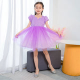 Children's Girls' Sequin Flower Fluffy Yarn Princess Dress Catwalk Dress
