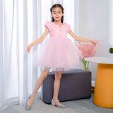 Children's Girls' Sequin Flower Fluffy Yarn Princess Dress Catwalk Dress