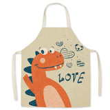 Linen parent-child cartoon apron oil-proof