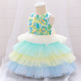 New Children's Dress Princess Dress Rainbow Cake Pompous Dress Flower Child Dress