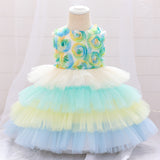 New Children's Dress Princess Dress Rainbow Cake Pompous Dress Flower Child Dress
