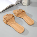 Women's beach flat shoes knitted belt sandals and slippers plus size