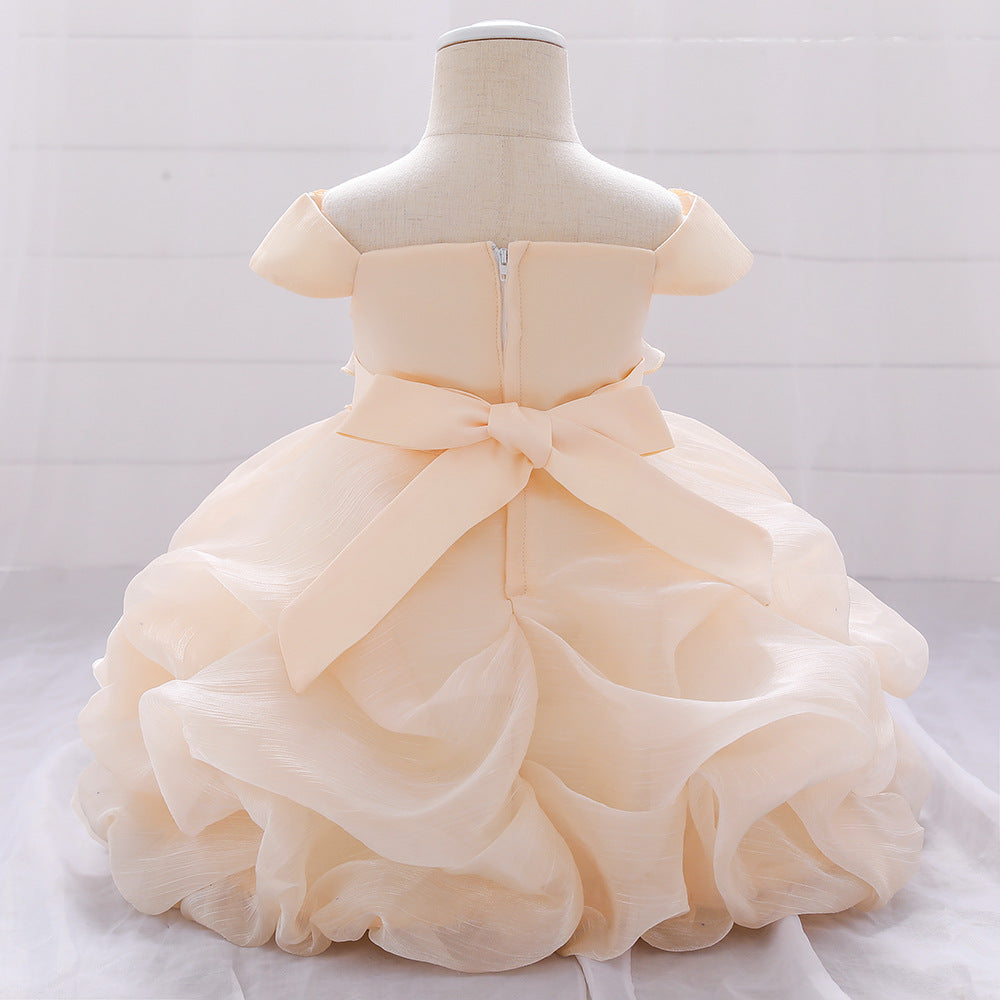 New Children's Dress Princess Dress Off The Shoulder Baby First Birthday Dress Birthday Photography Dress