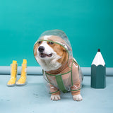 Transparent raincoat dog waterproof clothes big hat can cover the head fast wearing poncho kerky