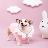 Dog three-dimensional flower clothes pet hoodie dog warm cotton coat Corgi Shiba dog