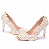 Pearl stiletto wedding shoes banquet women's shoes