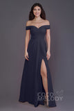 Sheath-Column Floor Length Chiffon Bridesmaid Dress