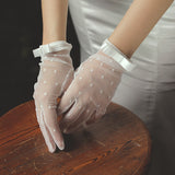 New bow lace bridal wedding gloves