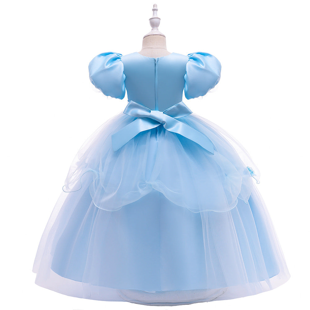 Long Skirt Bubble Sleeve Princess Skirt Dress Children's Runway Dress