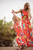 Women's mother daughter parent-child Flower Printed vest dress dress dress