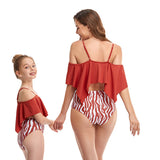 Four-corner lotus leaf parent-child swimsuit split swimsuit bikini for Mom and Me