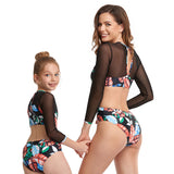 New swimsuit mesh long sleeve sun protection one piece swimsuit for Mom and Me