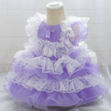 New Girl Lolita Dress Multi-Layer Cake Pompous Skirt One Year Baby Baptism Dress Female