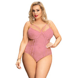 Plus size jumpsuit sexy lace sling snap button free off wave undershirt