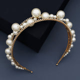 Bridal headpiece vintage handmade pearl rhinestone headband