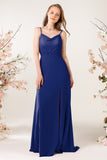 Sheath Sweep-Brush Train Chiffon Bridesmaid Dress